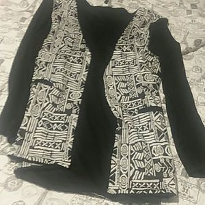 Women's black and white cardigan